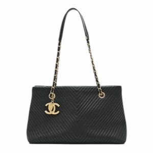 Chanel Black Chevron Tote Bag